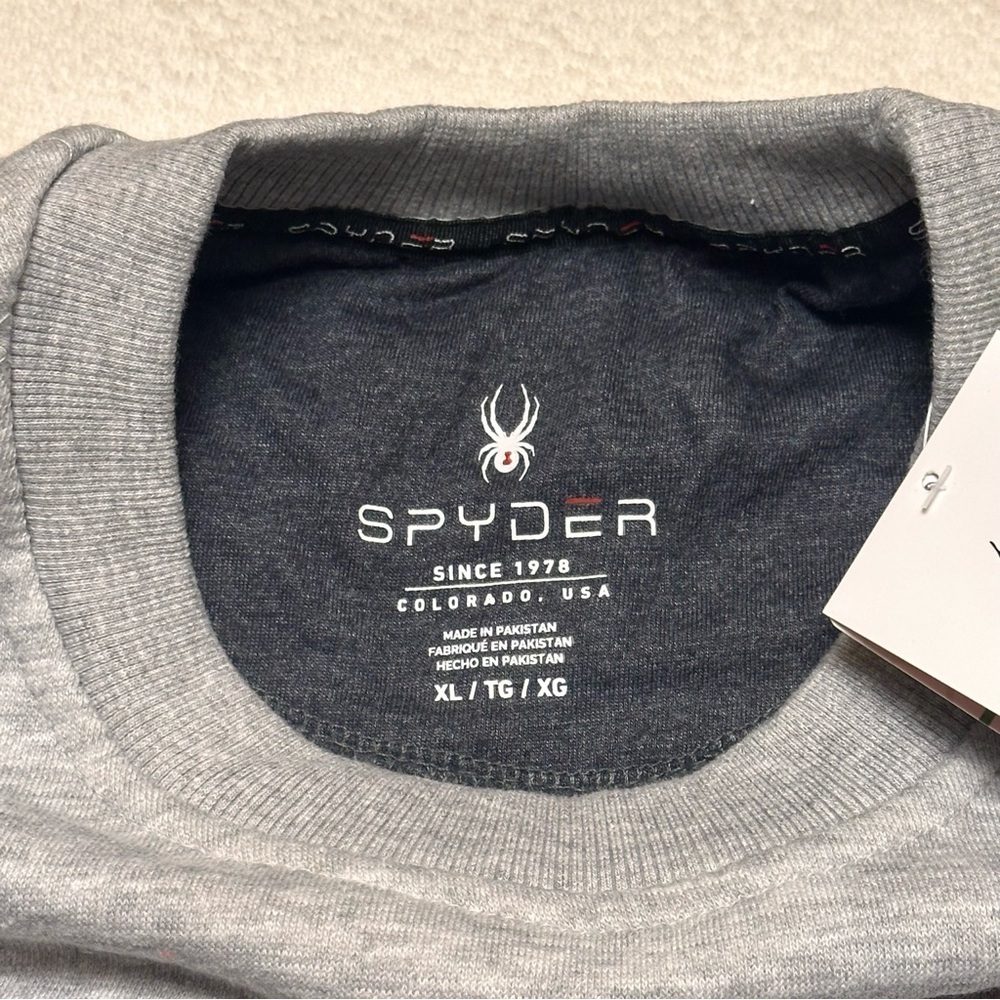 Spyder Men’s Light Grey Fleece Crew Neck Sweatshirt Size XLarge NWT - Picture 8 of 12